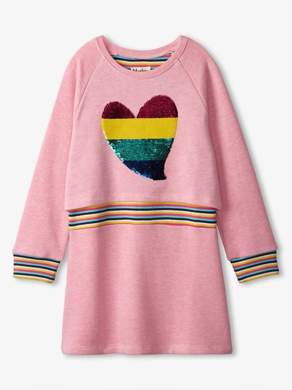 Hatley rainbow Heart sequin flip sweatshirt dress